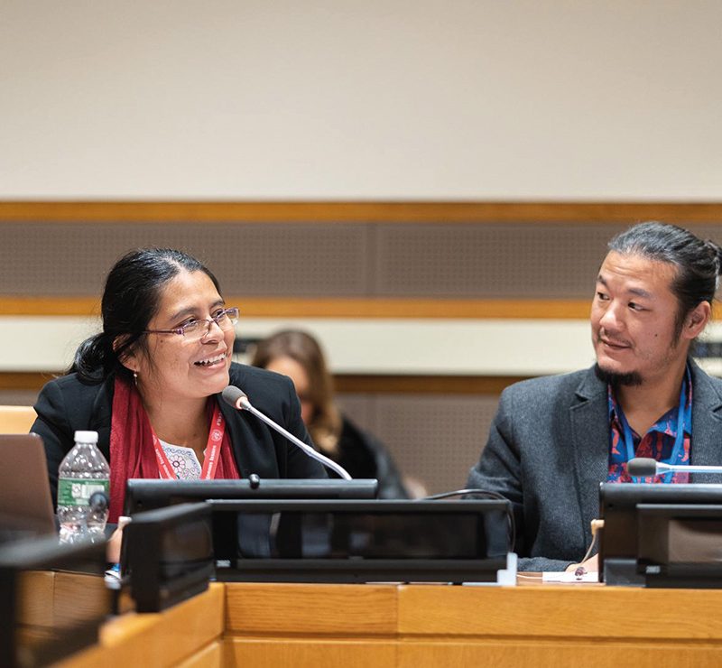 A Maya Q’eqchi attorney addresses the United Nations Permanent Forum on Indigenous Peoples Issues. Credit: Jamie Malcolm-Brown.